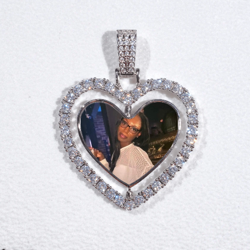 3D Spinning 2-Faced Heart Custom Picture Pendant