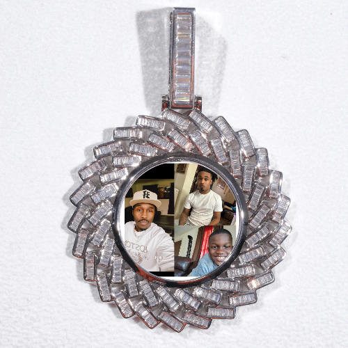 Large 3D Baguette Custom Picture Pendant
