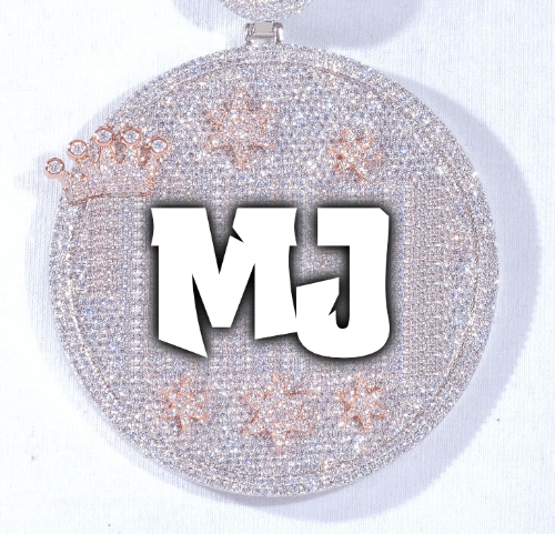 CUSTOM LETTER NECKLACE 3D BIG CROWN DISC