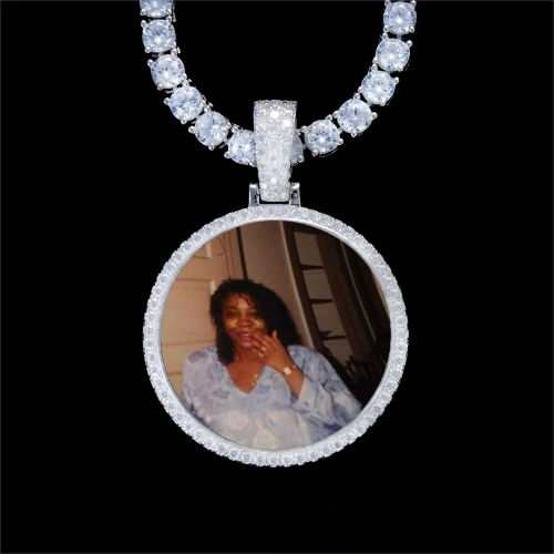 925S & VVS Moissanite 3D Circle Custom Picture Pendant