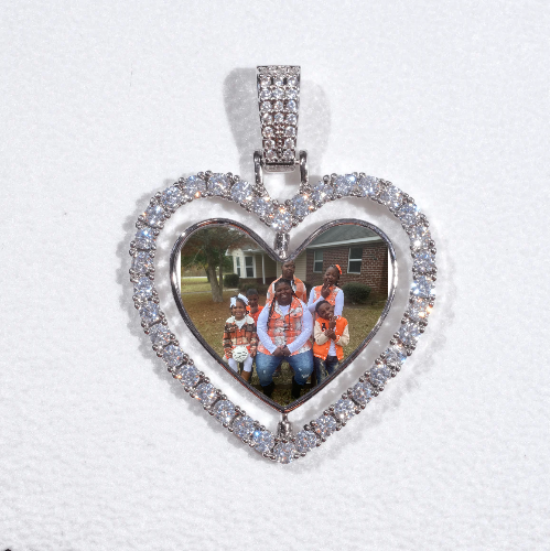 3D Spinning 2-Faced Heart Custom Picture Pendant