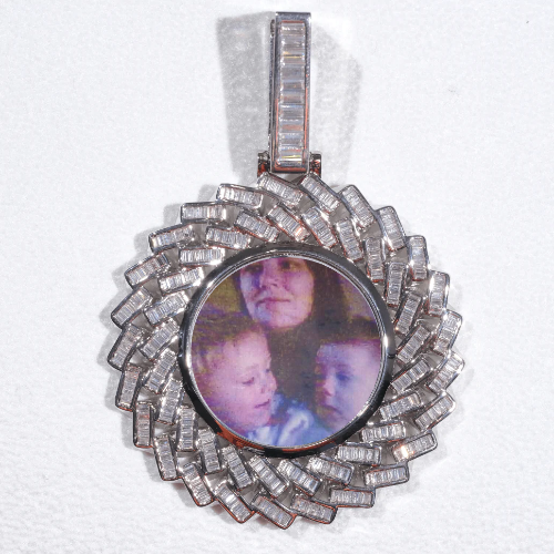 Large 3D Baguette Custom Picture Pendant