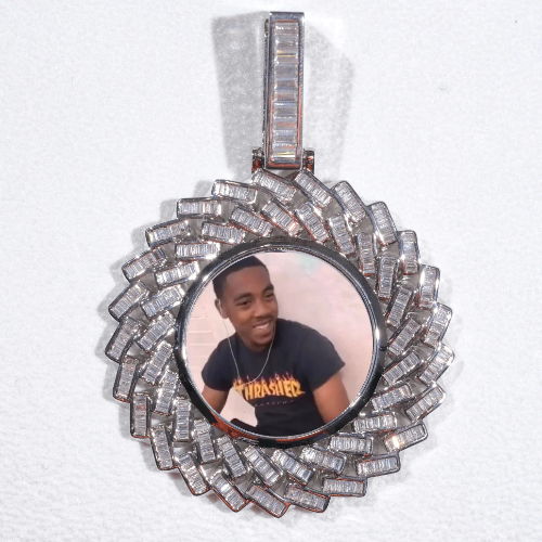 Large 3D Baguette Custom Picture Pendant