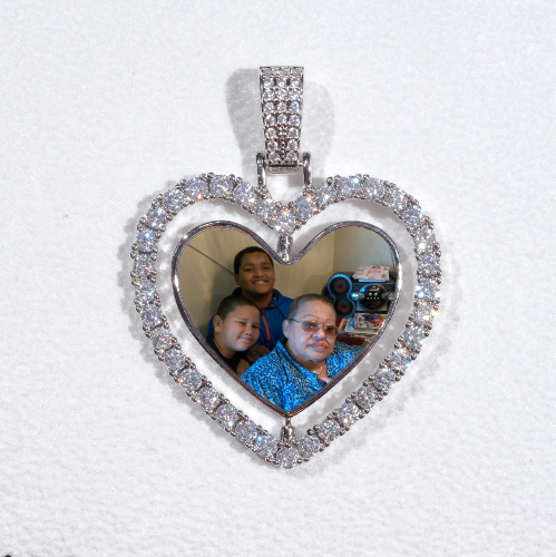 3D Spinning 2-Faced Heart Custom Picture Pendant