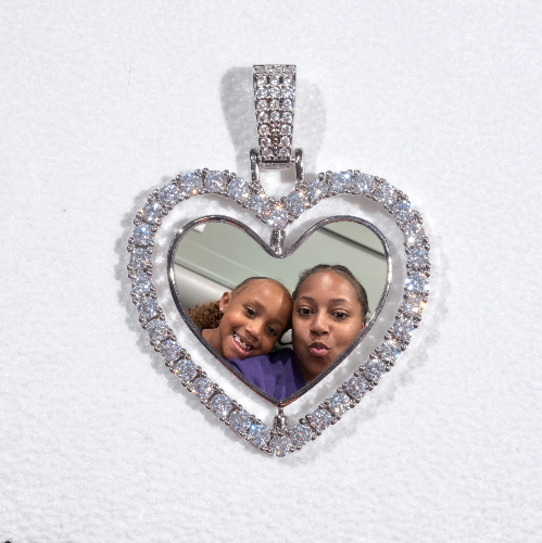 3D Spinning 2-Faced Heart Custom Picture Pendant
