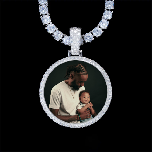 925S & VVS Moissanite 3D Circle Custom Picture Pendant