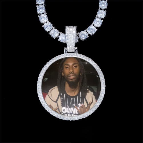 925S & VVS Moissanite 3D Circle Custom Picture Pendant