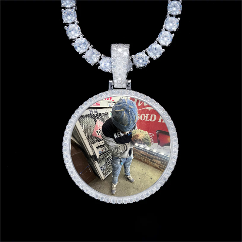 925S & VVS Moissanite 3D Circle Custom Picture Pendant
