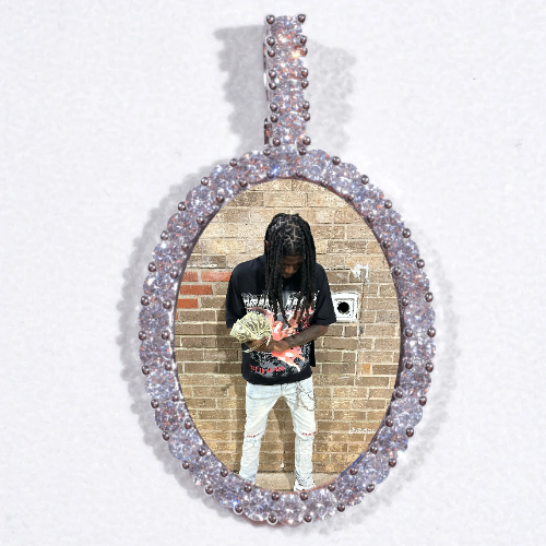 Large 3D Oval Custom Picture Pendant