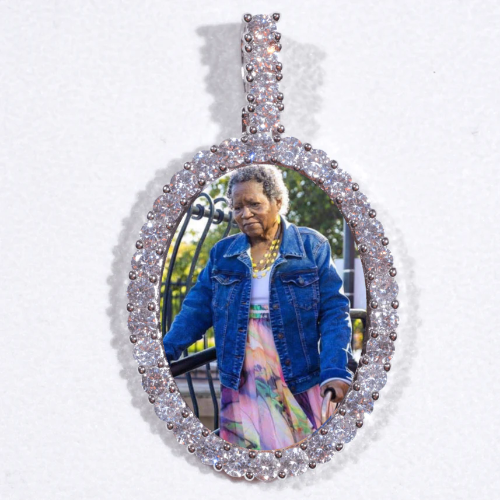 Large 3D Oval Custom Picture Pendant