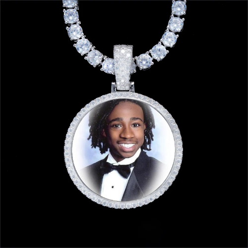 925S & VVS Moissanite 3D Circle Custom Picture Pendant