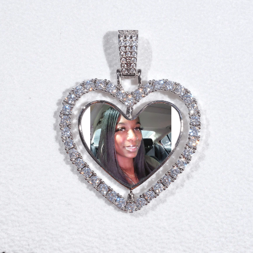 3D Spinning 2-Faced Heart Custom Picture Pendant