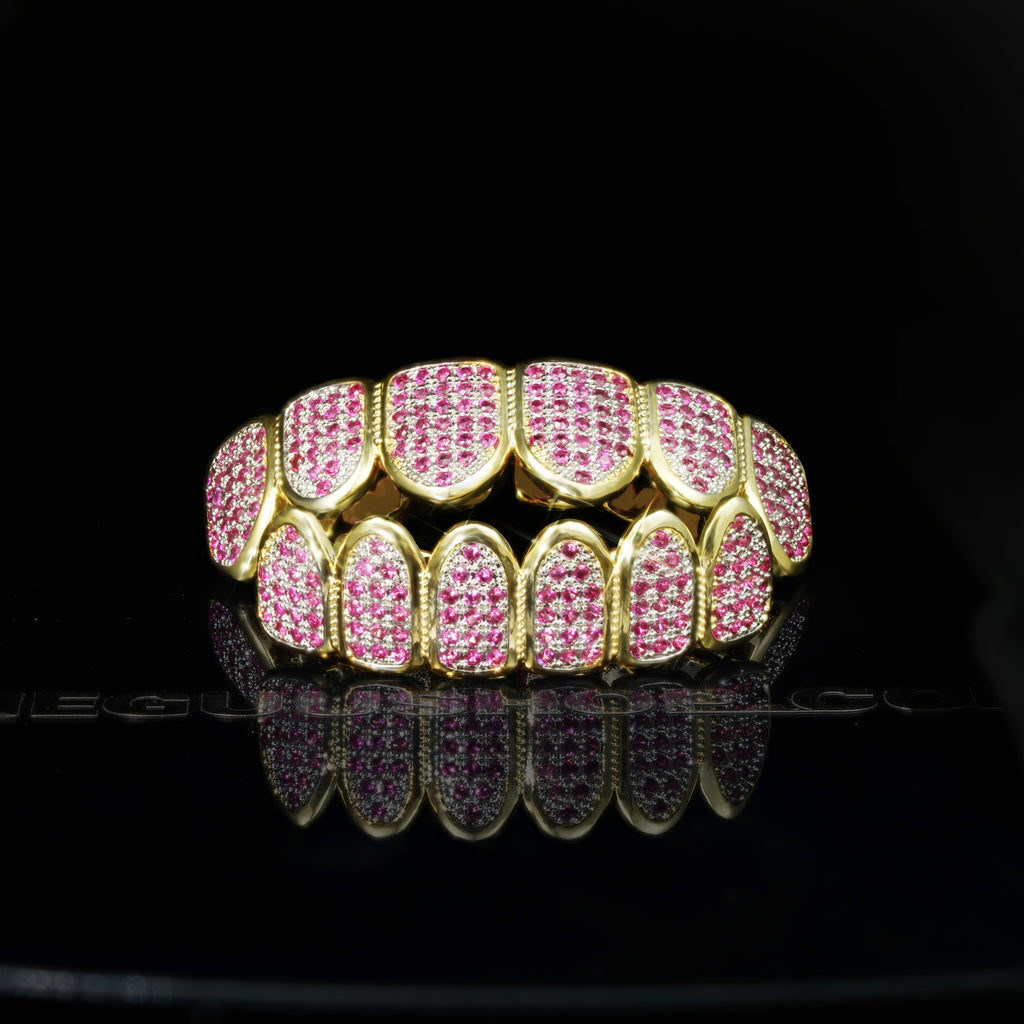 LIMITED STOCK!Gold-Plated Rose Red Micro-inlay CZ Grillz