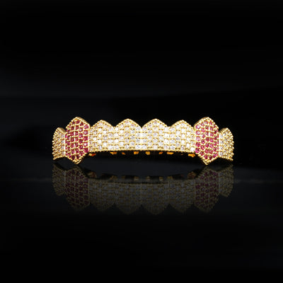 8 Hip Hop Gold-Plated  Teeth Grillz Bar Iced Edition