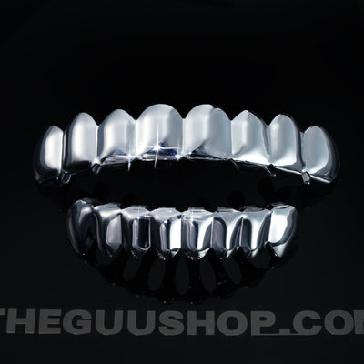 Hip Hop 8 Teeth  Glossy Grillz Bar Gold-Plated Edition Tooth Sleeve