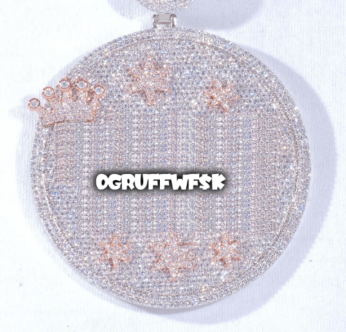 CUSTOM LETTER NECKLACE 3D BIG CROWN DISC