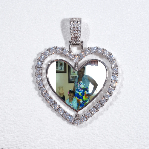 3D Spinning 2-Faced Heart Custom Picture Pendant