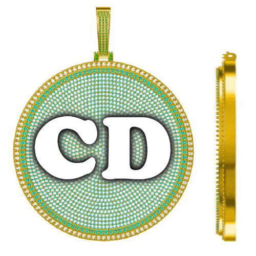 CUSTOM LETTER NECKLACE 3D BIG DISC