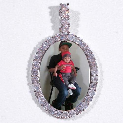 Large 3D Oval Custom Picture Pendant