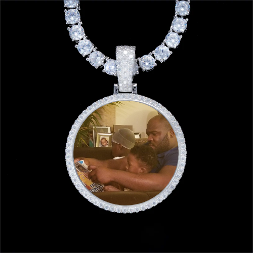 925S & VVS Moissanite 3D Circle Custom Picture Pendant