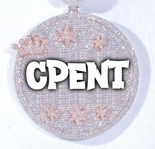 CUSTOM LETTER NECKLACE 3D BIG CROWN DISC
