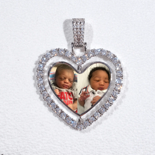 3D Spinning 2-Faced Heart Custom Picture Pendant