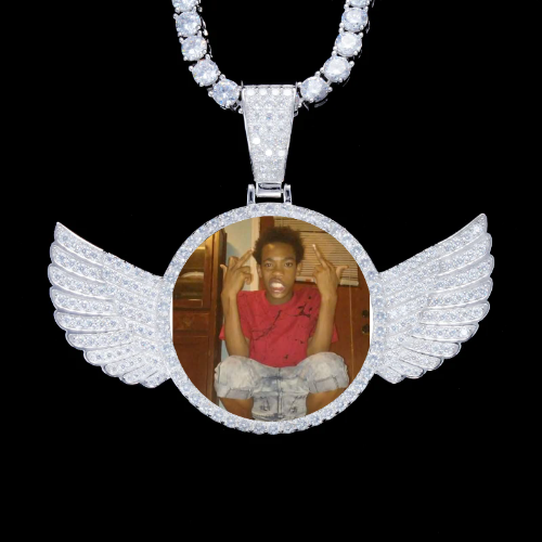 925S & VVS Moissanite 3D Wing Custom Picture Pendant