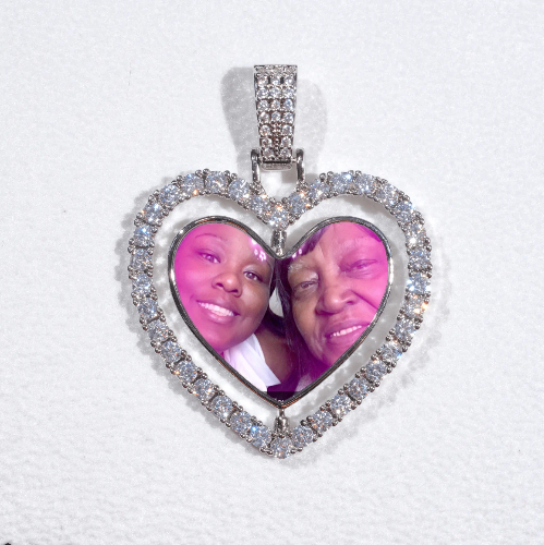 3D Spinning 2-Faced Heart Custom Picture Pendant