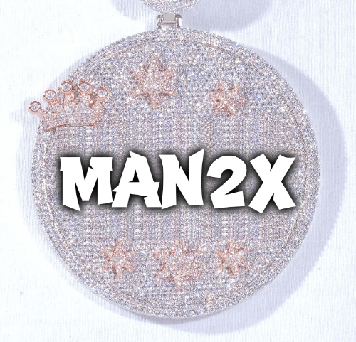 CUSTOM LETTER NECKLACE 3D BIG CROWN DISC