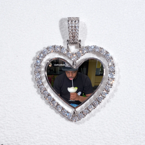 3D Spinning 2-Faced Heart Custom Picture Pendant