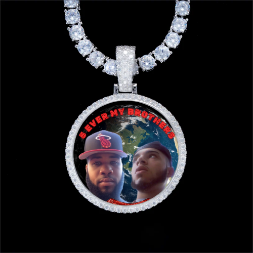 925S & VVS Moissanite 3D Circle Custom Picture Pendant