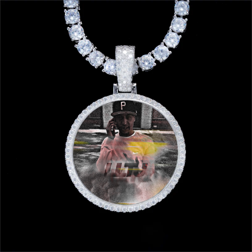 925S & VVS Moissanite 3D Circle Custom Picture Pendant
