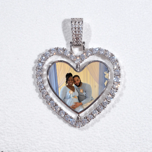 3D Spinning 2-Faced Heart Custom Picture Pendant