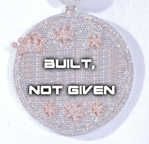 CUSTOM LETTER NECKLACE 3D BIG CROWN DISC