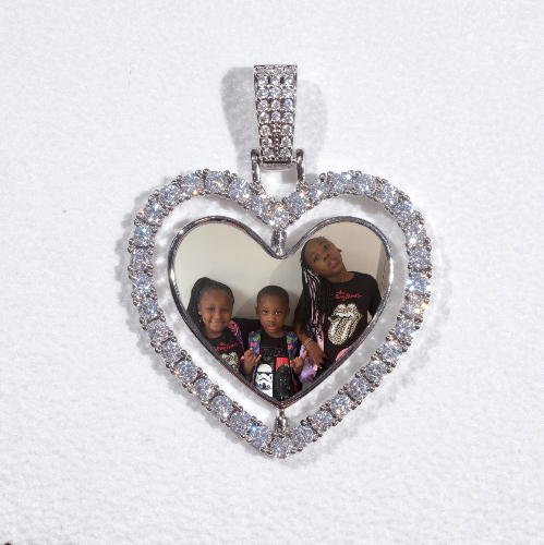 3D Spinning 2-Faced Heart Custom Picture Pendant