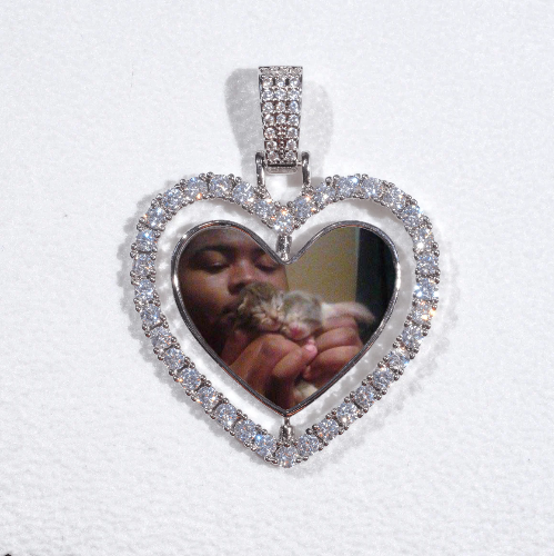 3D Spinning 2-Faced Heart Custom Picture Pendant