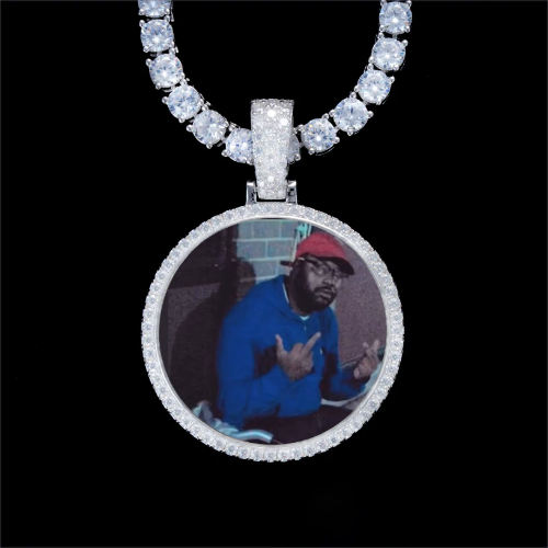 925S & VVS Moissanite 3D Circle Custom Picture Pendant