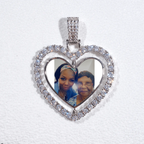 3D Spinning 2-Faced Heart Custom Picture Pendant