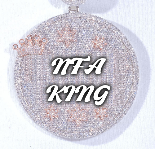 CUSTOM LETTER NECKLACE 3D BIG CROWN DISC