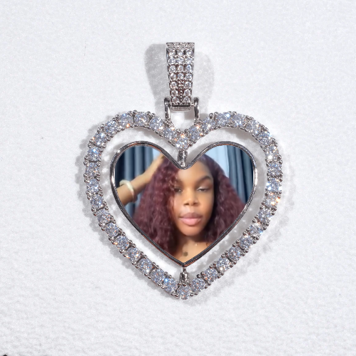 3D Spinning 2-Faced Heart Custom Picture Pendant