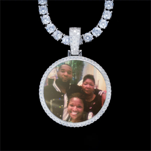 925S & VVS Moissanite 3D Circle Custom Picture Pendant