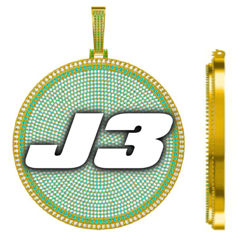 CUSTOM LETTER NECKLACE 3D BIG DISC