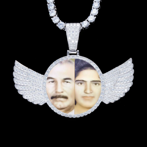 925S & VVS Moissanite 3D Wing Custom Picture Pendant