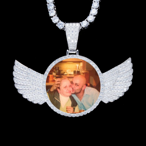 925S & VVS Moissanite 3D Wing Custom Picture Pendant