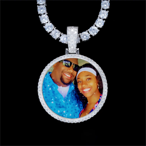 925S & VVS Moissanite 3D Circle Custom Picture Pendant