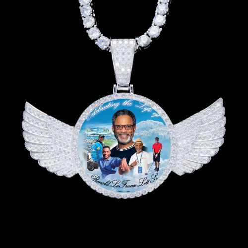 925S & VVS Moissanite 3D Wing Custom Picture Pendant