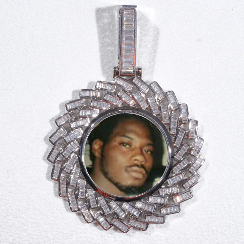 Large 3D Baguette Custom Picture Pendant