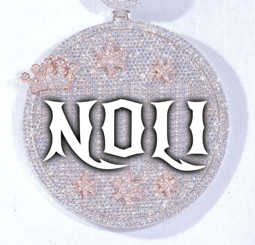 CUSTOM LETTER NECKLACE 3D BIG CROWN DISC