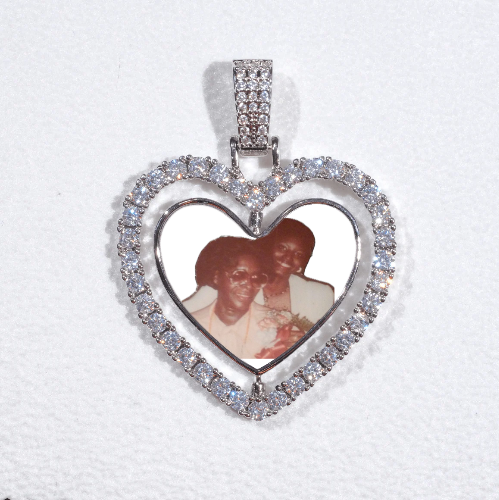 3D Spinning 2-Faced Heart Custom Picture Pendant
