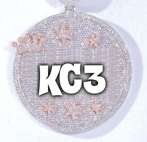 CUSTOM LETTER NECKLACE 3D BIG CROWN DISC